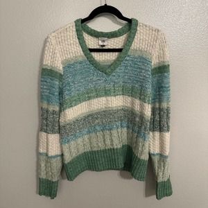 Cabi Mix Stitch V-Neck Sweater Size M
